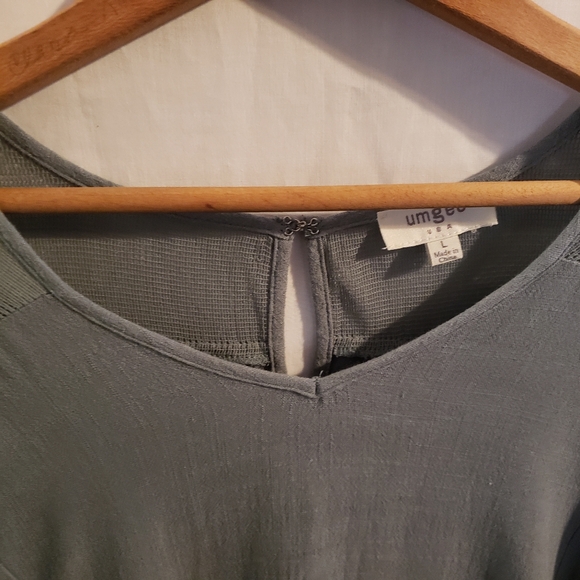 Umgee Linen Blend Ruffle Tiered Fray Hem S/ Sleeve Babydoll Dress USA Large - Picture 3 of 10